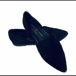 Chinese Laundry Studs Black Leather Flats Sz 7 New